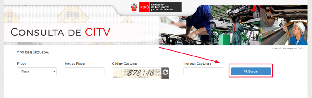 Consulta de Revisión Técnica Vehicular por Placa en Perú