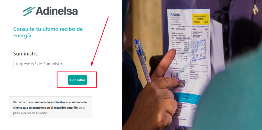 consultar el recibo en Adinelsa