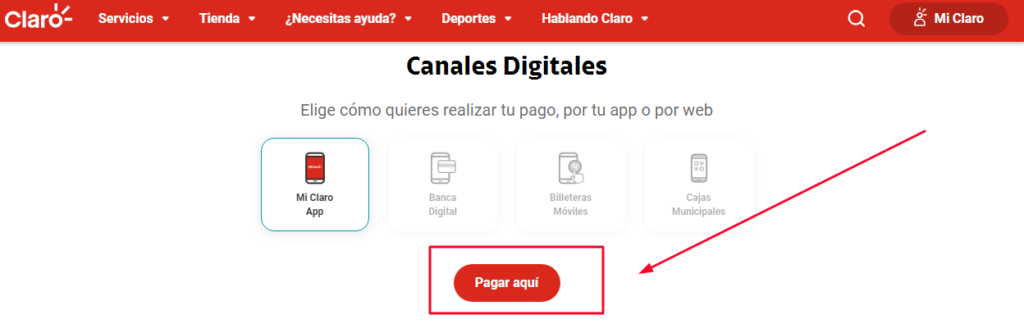 realizar el pago del recibo de Claro