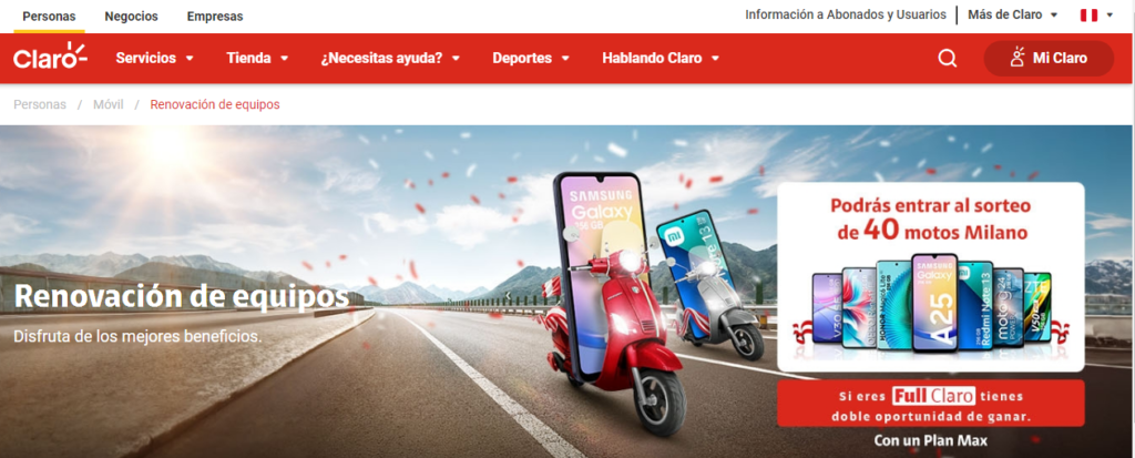 renovar celular en Claro Perú